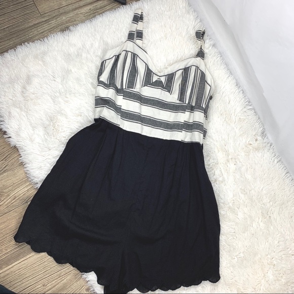 Anthropologie Pants - Anthropologie black and white scalloped romper